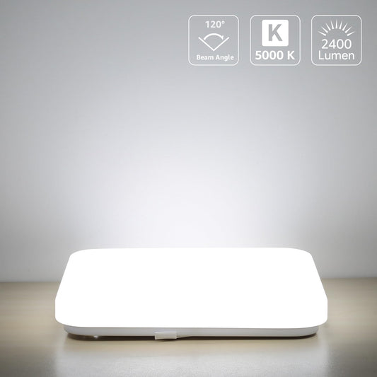 Lepro Ceiling Lights 24W, 2400lm Super Bright Square LED Ceiling Light, Daylight White 5000K, IP44 Waterproof Bathroom Light, for Office, Living Room, Bedroom, Kitchen, Hallway, Porch