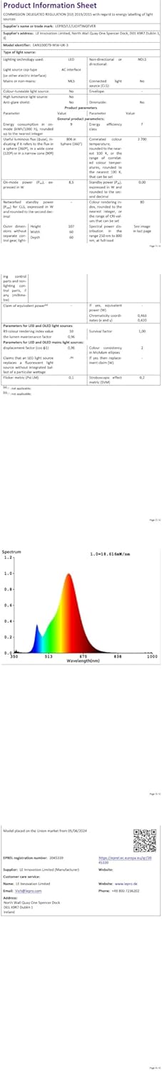 Lepro Bayonet Light Bulb, 60W Equivalent, Warm White 2700K, 8.5W 806lm B22 LED Bulb, BC A60 GLS Energy Saving Lightbulbs, Non-dimmable, Pack of 3