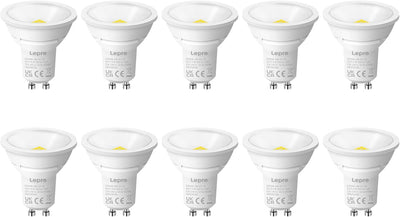 Lepro GU10 LED Bulbs, Cool White 6500K, 800LM, 8W (65W Equivalent), 100�� Wide Beam Angle, Energy Saving LED Spotlight Bulbs, Non-Dimmable, Pack of 10