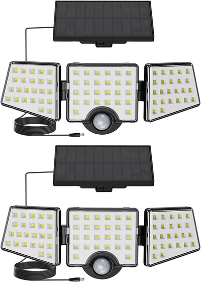Lepro Solar Security Lights Outdoor Motion Sensor, 1200LM Solar Flood Lights with Separate Solar Panel, IP65 Waterproof, Adjustable 3Heads, Solar Pir Wall Lights for Yard Garage Pathway