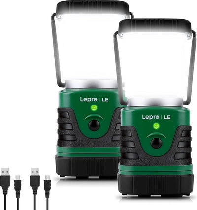 LE Camping Lights Rechargeable, 1000 Lumen Camping Lantern, Dimmable 4 Modes Camping Tent Light with 4400mAh Power Bank, Camping Accessories, Rechargeable Lantern for Outdoors, Power Cuts, Pack of 2
