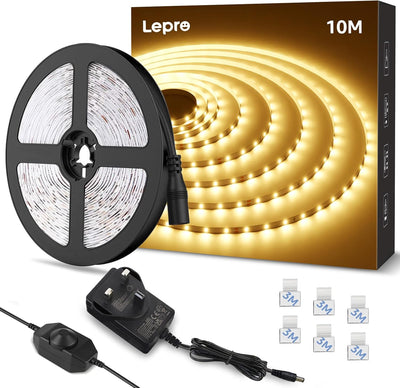 Lepro 10M 24V Dimmable Warm White LED Strip Light Kit (3000K, 2000lm)