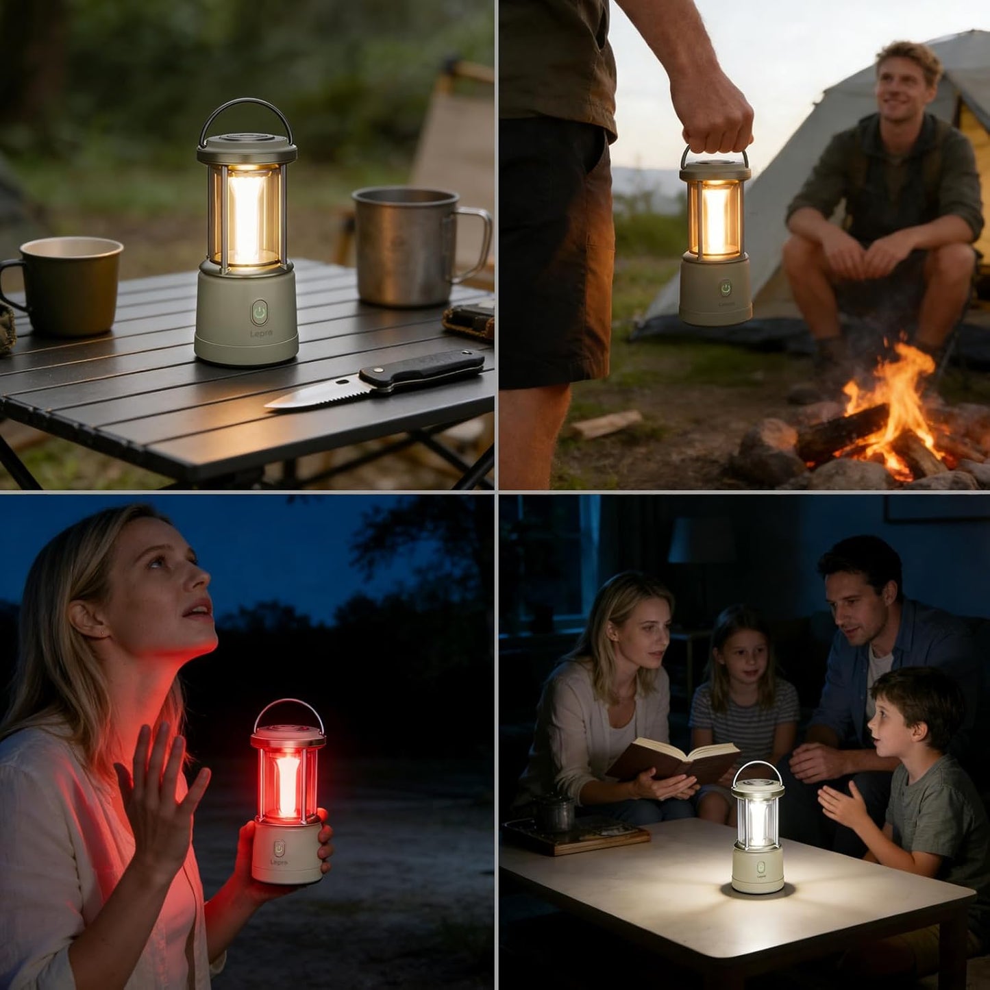 Lepro White Camping Lantern, 1100 Lumen Camping Light Battery Powered, Dimmable 5 Modes, Warm White & Cool Light, AA Battery Lantern for Power Cuts, Tents, Fishing, Emergency (AA Batteries Not Included)