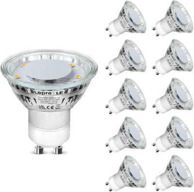 Lepro GU10 LED Bulbs, Warm White 2700K, 4W 325lm, 50W Halogen Spotlight Equivalent, Energy Saving GU10 LED Light Bulbs, 100�� Wide Beam, Non-dimmable, Pack of 10