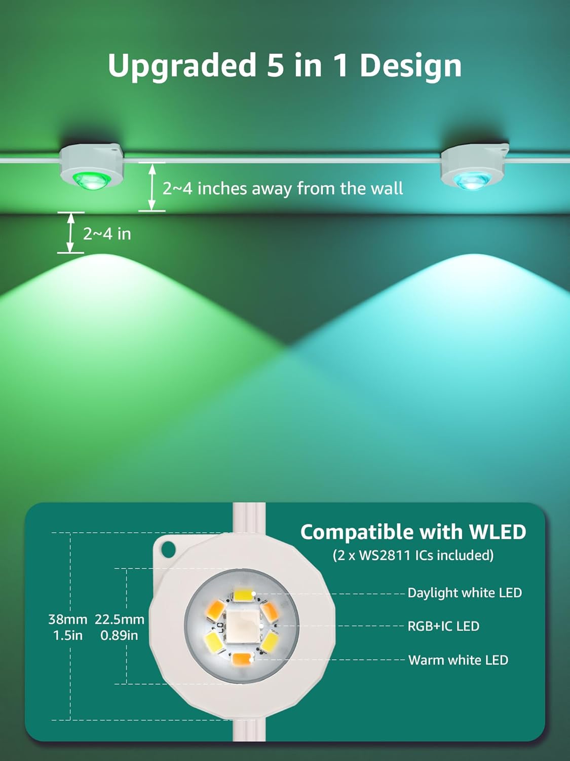 Lepro E1 AI Permanent Outdoor Lights 15m, Smart Outdoor Lights Waterproof, Tunable White, AI Lighting Design Assistant, Colour Changing Eaves Lights, Works with Alexa, 2.4G WiFi & Bluetooth, No Remote