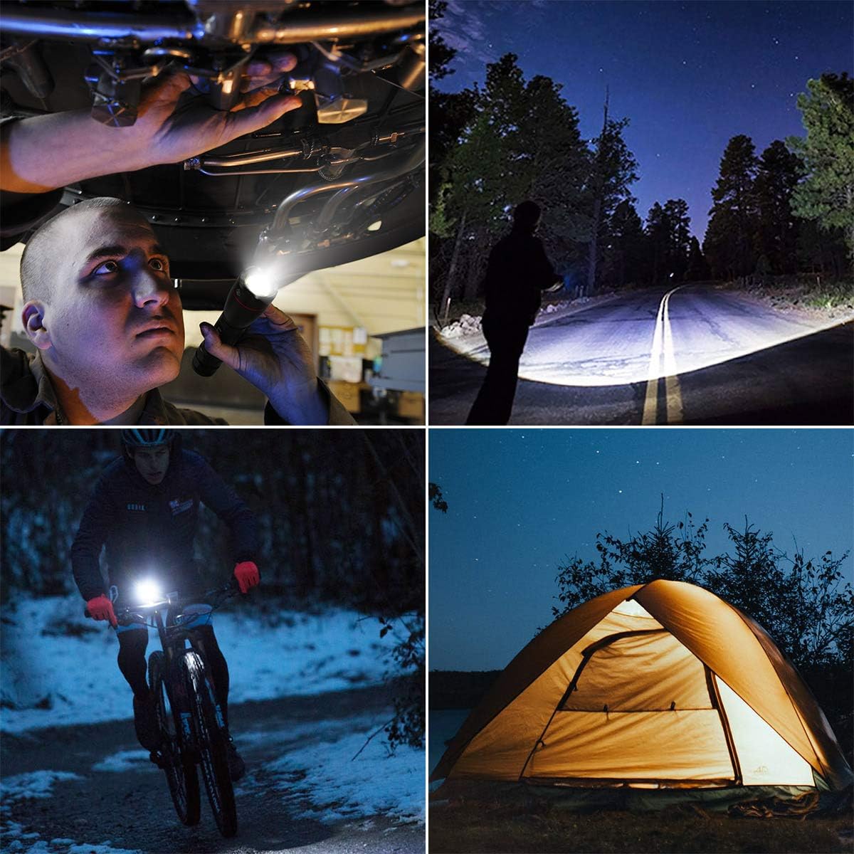 Lepro LED Torch Rechargeable, 15000 Lux Super Bright Adjustable Focus Flashlight, Long Battery Life, 5 Lighting Modes, IPX4 Waterproof, Powerful Torch for Camping, Power Cuts, Hiking, Outdoor, Gift