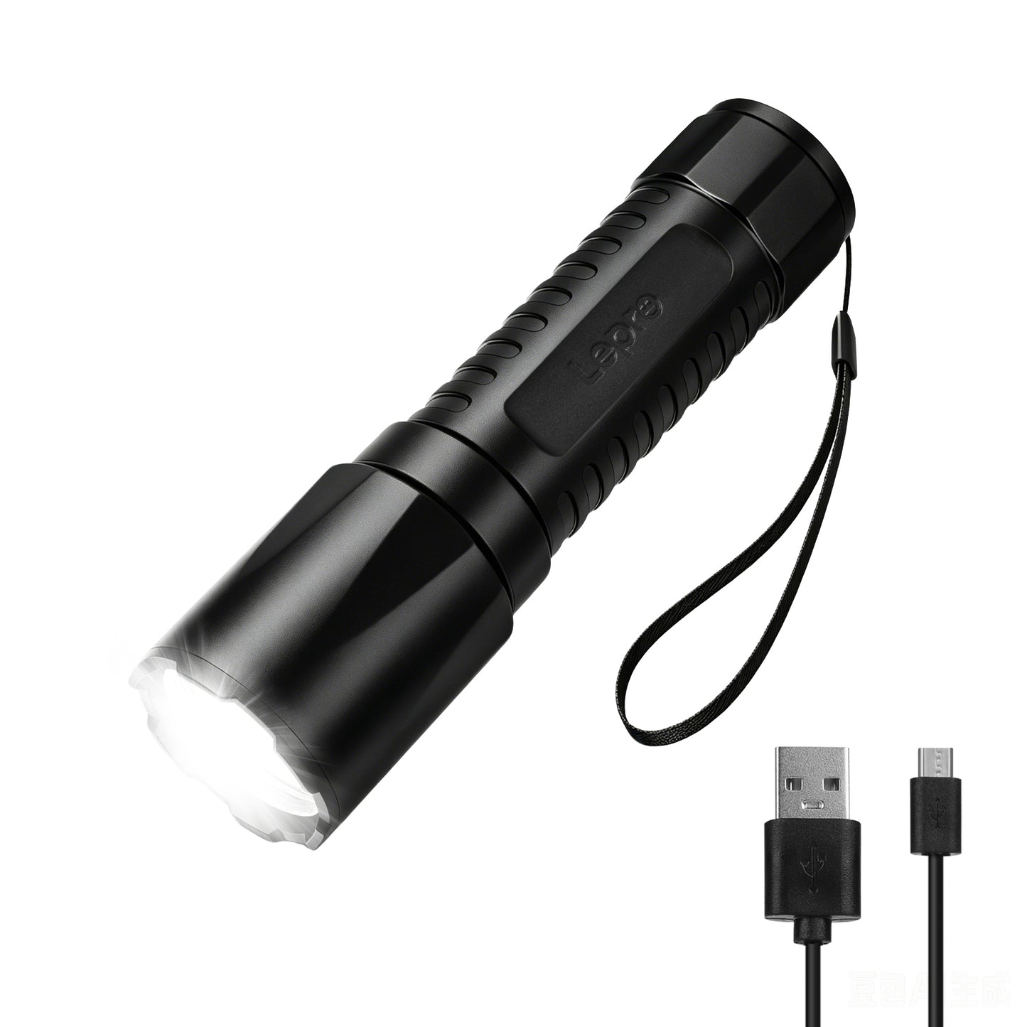 Lepro LED Torch Rechargeable, Super Bright Flashlight with 5 Modes & Memory Function, IPX4 Water Resistant, Long-Lasting, Plastic Lightweight Small Torch for Camping, Hiking, Power Cuts, Dog Walking [Energy Class A+]