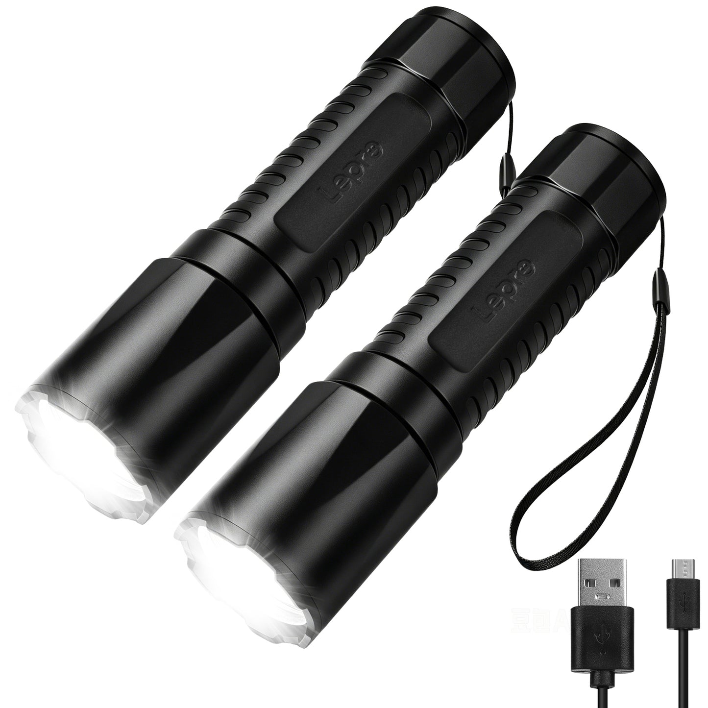 Lepro LED Torch Rechargeable, Super Bright Flashlight with 5 Modes & Memory Function, IPX4 Water Resistant, Long-Lasting, Plastic Lightweight Small Torch for Camping, Hiking, Power Cuts, Dog Walking [Energy Class A+]
