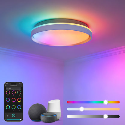 Lepro T1 AI Smart Ceiling Light 24W, Music Sync, AI Generated Lighting LLM, Voice Control, IP44 Waterproof Bathroom Light, Color Changing Ceiling Light WiFi, Work with Alexa Google Assistant, Ø29.4CM