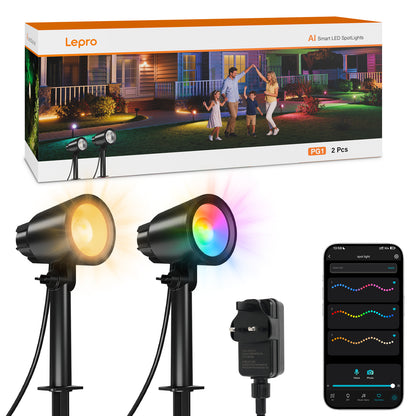Lepro AI Smart Garden Spot Lights RGBIC, 800LM Warm & Daylight Dimmable