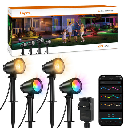 Lepro AI Smart Garden Spot Lights RGBIC, 800LM Warm & Daylight Dimmable