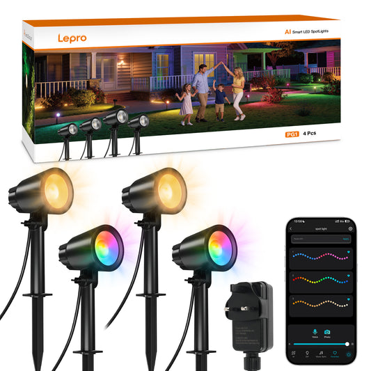 Lepro AI Smart Garden Spot Lights RGBIC, 800LM Warm & Daylight Dimmable
