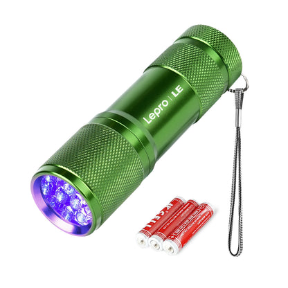 Lepro UV Torch, 9 LED 395nm Ultraviolet Flashlight, Green