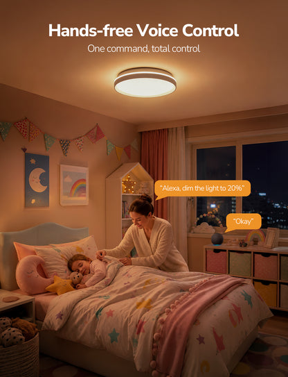 Lepro T1 AI Smart Ceiling Light 24W, Music Sync, AI Generated Lighting LLM, Voice Control, IP44 Waterproof Bathroom Light, Color Changing Ceiling Light WiFi, Work with Alexa Google Assistant, Ø29.4CM