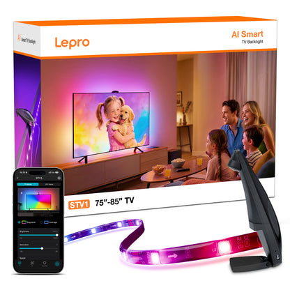Lepro STV1 AI Smart TV Backlight, WiFi TV LED Backlight Strip with Fish-Eye Correction Function for TVs, Voice and APP Control TV Light,Led Light TV with Camera
