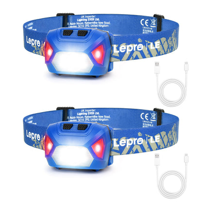 Lepro Head Torch Rechargeable, 2000L Waterproof LED Headlamp 30Hrs Runtime [Energy Class A+++]