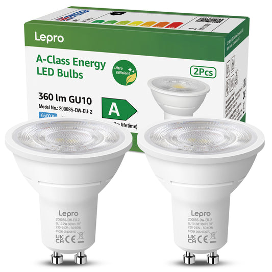 Lepro GU10 LED Bulbs Cool White, Energy Class A, 2W=50W, 50000H Long Life