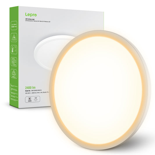 Lepro Bathroom Lights Ceiling 24W, 2400lm Warm White 3000K, Large 29cm