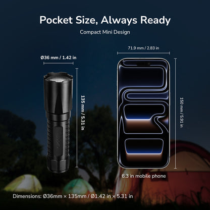 Lepro LED Torch Rechargeable, Super Bright Flashlight with 5 Modes & Memory Function, IPX4 Water Resistant, Long-Lasting, Plastic Lightweight Small Torch for Camping, Hiking, Power Cuts, Dog Walking [Energy Class A+]