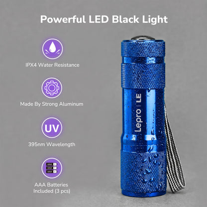 Lepro UV Torch, 9 LED 395nm Ultraviolet Flashlight, Blue