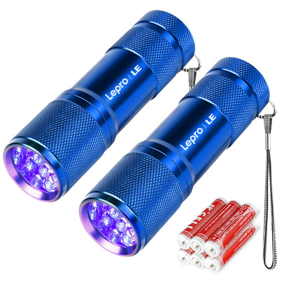 Lepro UV Torch, 9 LED 395nm Ultraviolet Flashlight, Blue