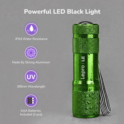 Lepro UV Torch, 9 LED 395nm Ultraviolet Flashlight, Green