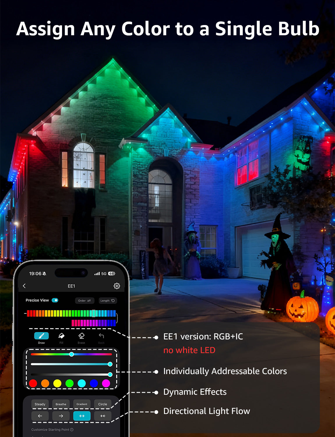Lepro EE1 AI Permanent Outdoor Lights, Colour Changing Halloween Lights
