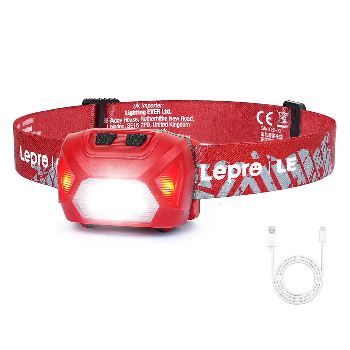 Lepro Head Torch Rechargeable, 2000L Waterproof LED Headlamp 30Hrs Runtime [Energy Class A+++]