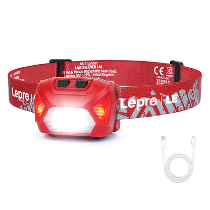 Lepro Head Torch Rechargeable, 2000L Waterproof LED Headlamp 30Hrs Runtime [Energy Class A+++]