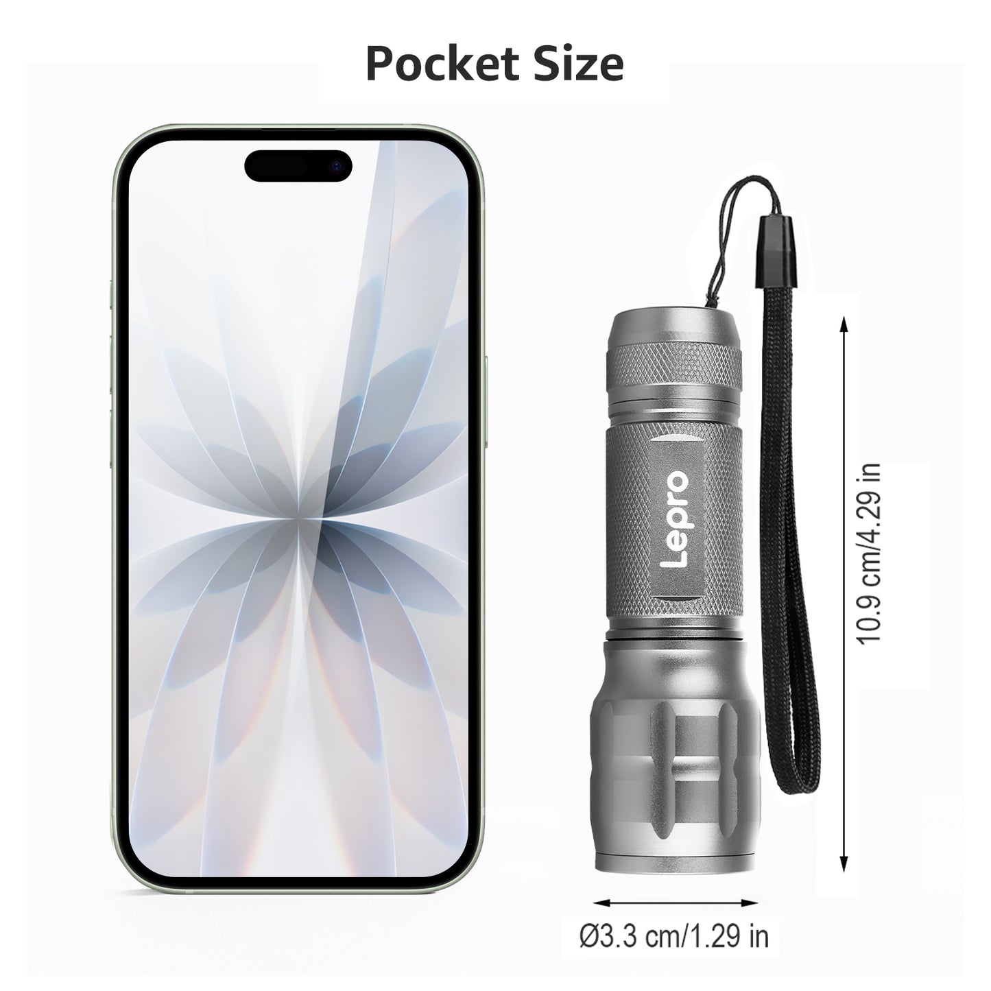 Lepro LE LED Torch Battery Powered, LE1000 Hand Camping Flashlight, 4 Packs | Adjustable Focus, Water Resistant, Lightweight Small Torches, Easy to Use, For Power Cut, Dog Walking, Gift for Kids Men Dad [Energy Class A+]