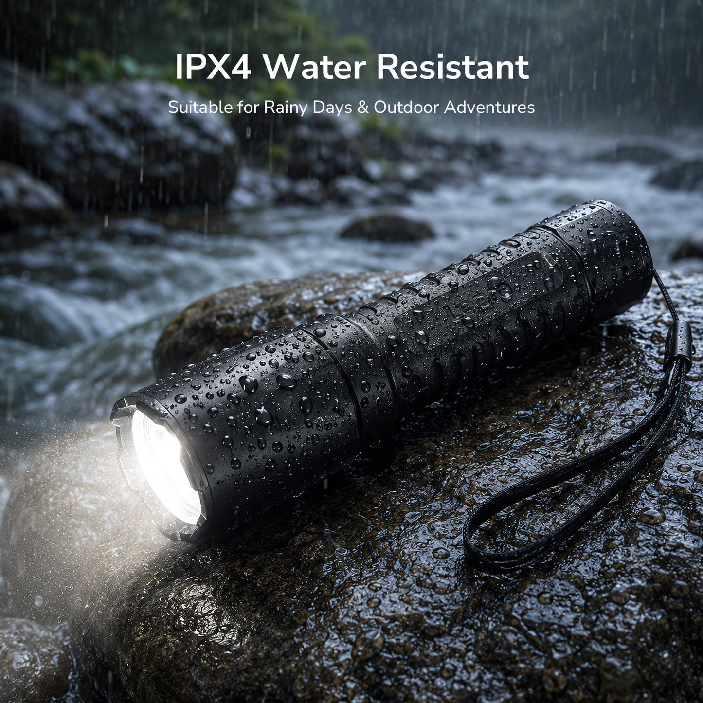 Lepro LED Torch Rechargeable, Super Bright Flashlight with 5 Modes & Memory Function, IPX4 Water Resistant, Long-Lasting, Plastic Lightweight Small Torch for Camping, Hiking, Power Cuts, Dog Walking [Energy Class A+]
