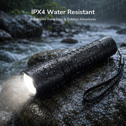Lepro LED Torch Rechargeable, Super Bright Flashlight with 5 Modes & Memory Function, IPX4 Water Resistant, Long-Lasting, Plastic Lightweight Small Torch for Camping, Hiking, Power Cuts, Dog Walking [Energy Class A+]