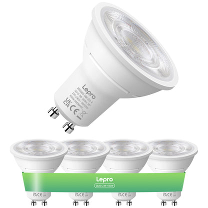 Four Package white LED GU10 2W 110V spotlight bulbs by Lepro