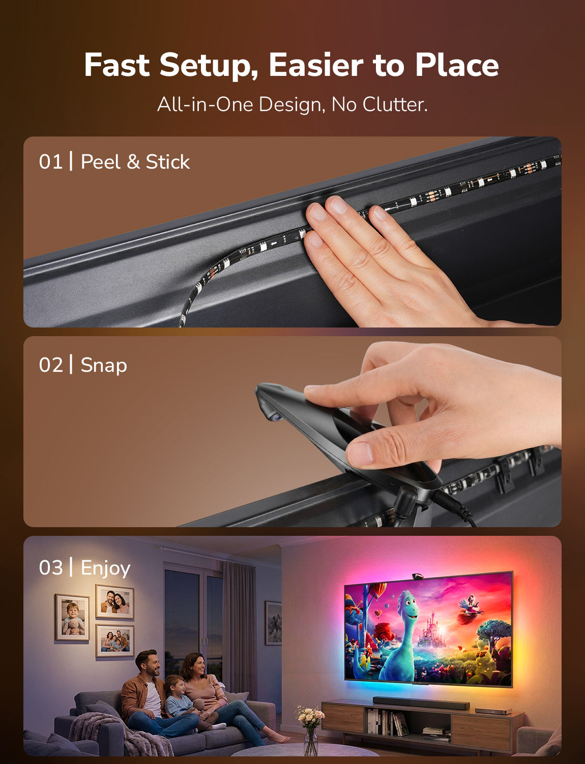 Lepro STV1 AI Smart TV Backlight, WiFi TV LED Backlight Strip with Fish-Eye Correction Function for TVs, Voice and APP Control TV Light,Led Light TV with Camera