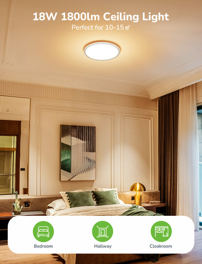 Lepro Bathroom Light Warm White, 18W Waterproof LED Ceiling Light, 22cm