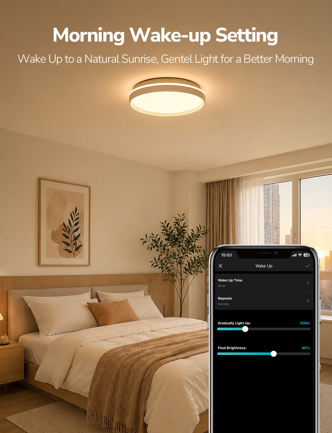 Lepro T1 AI Smart Ceiling Light 24W, Music Sync, AI Generated Lighting LLM, Voice Control, IP44 Waterproof Bathroom Light, Color Changing Ceiling Light WiFi, Work with Alexa Google Assistant, Ø29.4CM