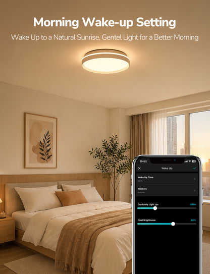 Lepro T1 AI Smart Ceiling Light 24W, Music Sync, AI Generated Lighting LLM, Voice Control, IP44 Waterproof Bathroom Light, Color Changing Ceiling Light WiFi, Work with Alexa Google Assistant, Ø29.4CM