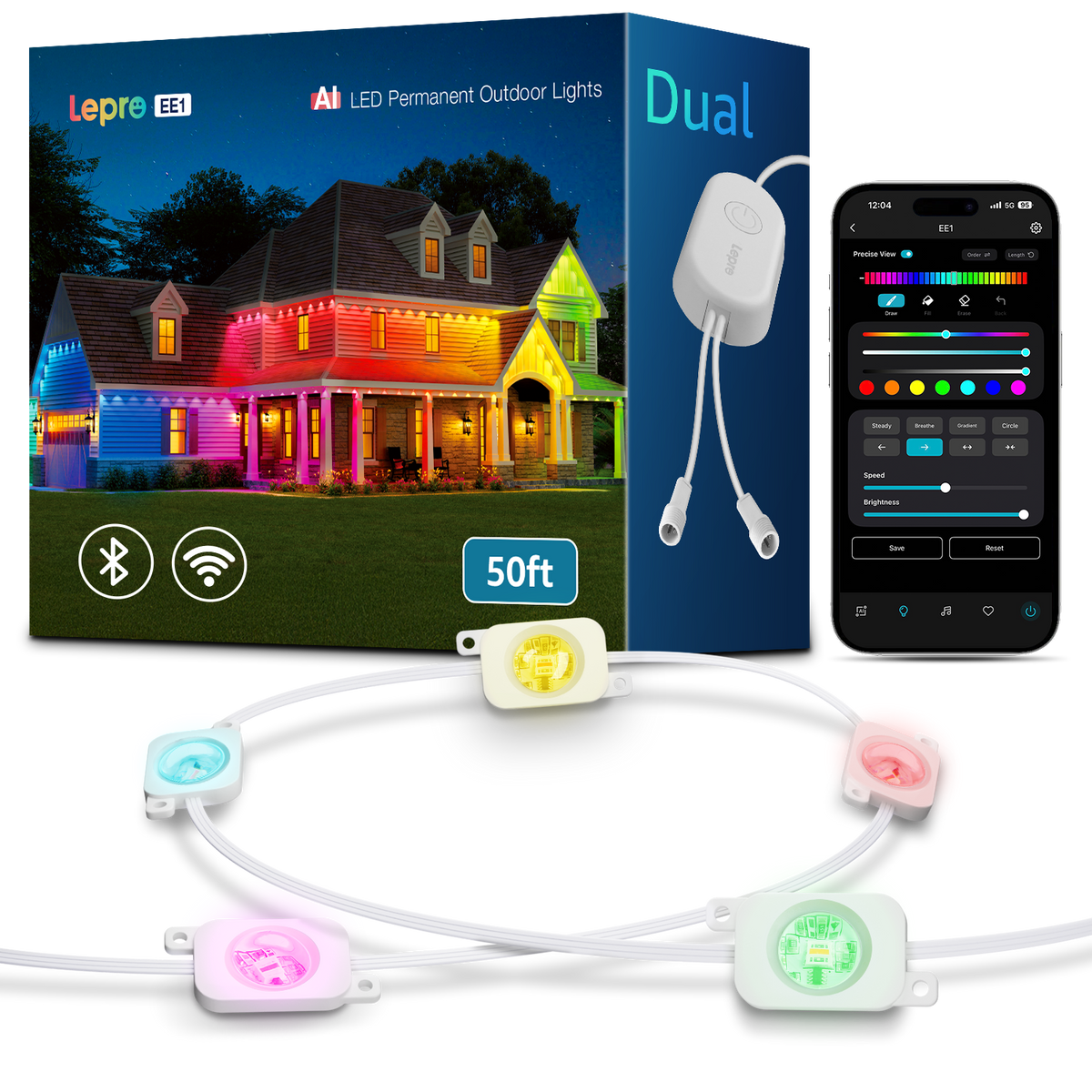 Lepro EE1 AI Permanent Outdoor Lights, Colour Changing Halloween Lights