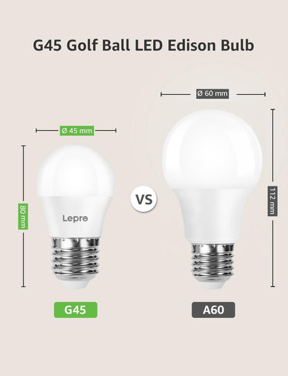 Lepro E27 Screw Bulb, Warm White 2700K E27 LED Light Bulbs, 2.5W (25W Equivalent) Energy Saving, Non Dimmable G45 Golf Ball LED Edison Bulb, 250 Lumen, Pack of 5