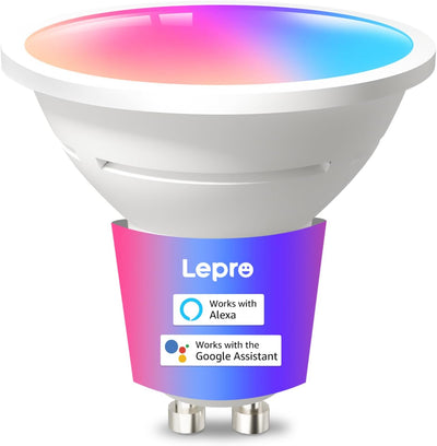 Lepro BG1 AI Smart Bulb GU10, Music Sync, Voice Control WiFi Bulbs, 400LM RGBCCT Dimmable Colour Changing LED Bulbs, Works with Alexa & Google Assistant, AI Lighting Design Assistant, 1 Pack