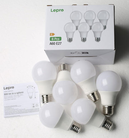 Lepro E27 Screw Bulb Dimmable, 8.5W Equivalent to 60W, Warm White 2700K E27 LED Bulbs, 806 Lumen Edison LED Light Bulb, Energy Saving E27 Bulbs for Lamp, Pack of 6