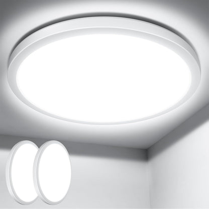 Lepro 2 Pack of Bathroom Lights, 18W 1800lm LED Ceiling Light, Waterproof IP44, 2.6cm Ultra-Thin, 5000K, Round, Flush Ceiling Lighting for Bathroom, Kitchen, Bedroom, Hallway, Utility Room, Ø22cm