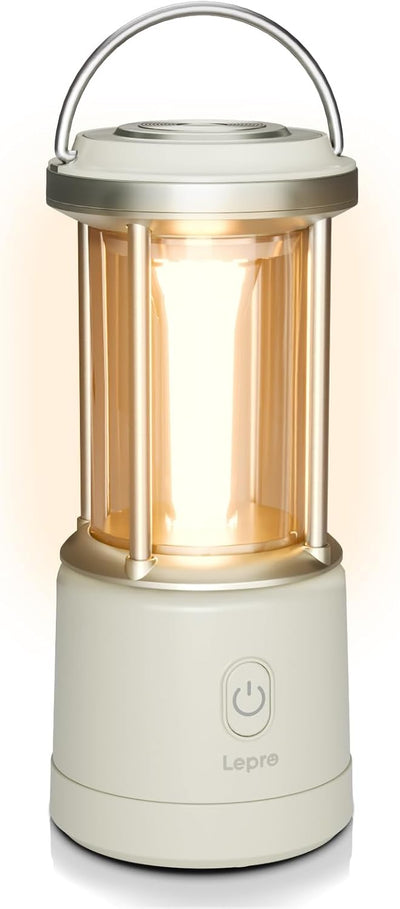 Lepro White Camping Lantern, 1100 Lumen Camping Light Battery Powered, Dimmable 5 Modes, Warm White & Cool Light, AA Battery Lantern for Power Cuts, Tents, Fishing, Emergency (AA Batteries Not Included)