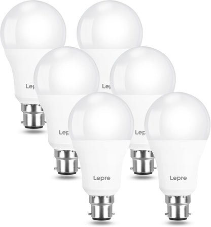 Lepro Bayonet Light Bulbs 100W Equivalent, Warm White 2700K, 13W 1520lm Super Bright LED Bayonet Bulb, B22 LED Bulbs, BC GLS Energy Saving Lightbulbs Bayonet, Non-dimmable, Pack of 6