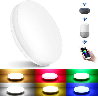 Lepro Smart LED Ceiling Light Dimmable, RGB Colour Changing Ceiling Light, App or Voice Control, IP54 Waterproof Bathroom Light, 15W 1250lm, Warm to Cool White Tunable, Work with Alexa and Google Home