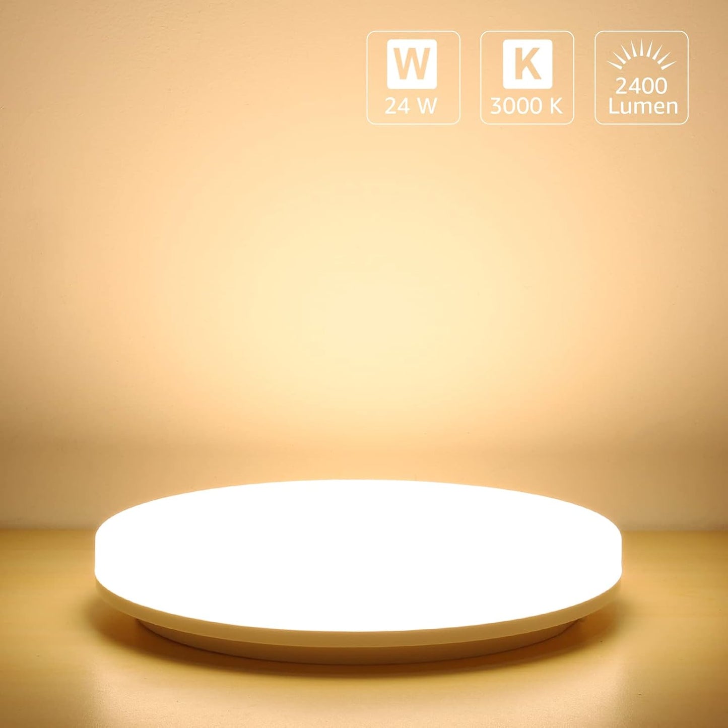 Lepro 24W LED Ceiling Light, Waterproof IP54, Warm White 3000K, 200W Incandescent Bulb Equivalent, 2400lm Flush Mount Lighting Fitting for Bathroom, Bedroom, Kitchen, Hallway and More Ø28cm