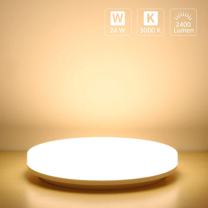 Lepro 24W LED Ceiling Light, Waterproof IP54, Warm White 3000K, 200W Incandescent Bulb Equivalent, 2400lm Flush Mount Lighting Fitting for Bathroom, Bedroom, Kitchen, Hallway and More Ø28cm