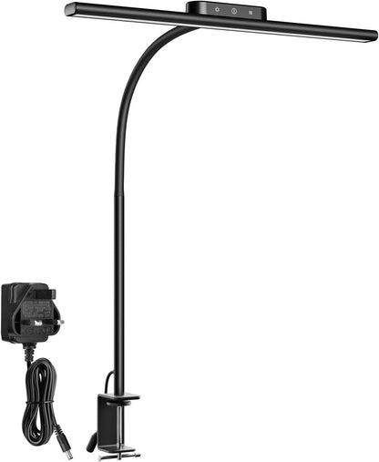 Lepro Desk Lamp Clamp, 700lm Bright LED Desk Light, 5 Colour Modes & 5 Brightness Levels, Eye-Caring, Dimmable, Flexible Office Lamp for Monitor, Reading, Crafts, Nails, School, Adapter Included