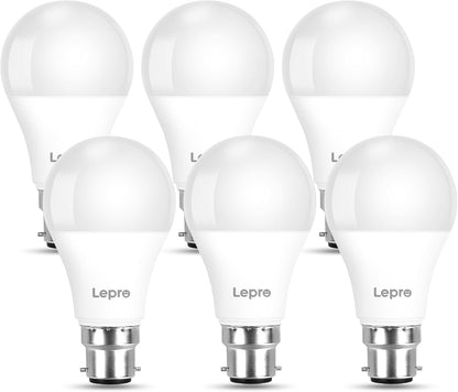 Lepro Bayonet Light Bulb, Cool White 6500K, 60W Equivalent, 8.5W 806LM B22 LED Bulb Daylight White, Energy Saving Light Bulbs Bayonet, Non-dimmable, Pack of 6