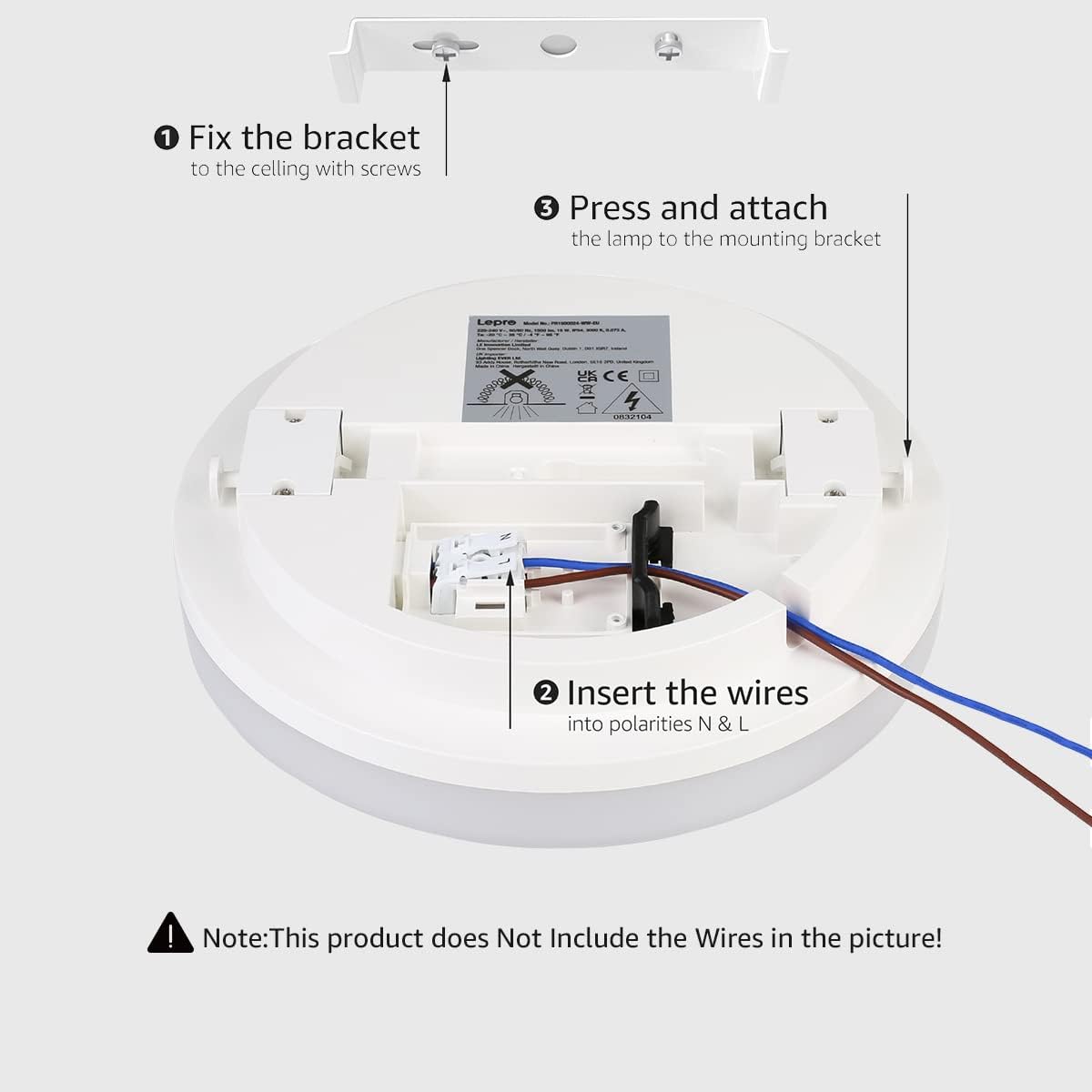 Lepro Bathroom Light Warm White, 15W 1500 Lumen Waterproof Ceiling Lights, 3000K, IP54, 100W Equivalent, Small, Modern, Round Ceiling Light for Kitchen, Toilet, Porch, Bedroom, Utility Room and More